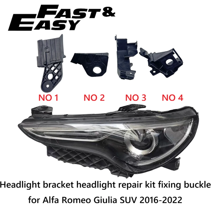 s5cb3b67e96b84c05aff7a1940f3e6b52i Alfa Romeo Giulia 2016-2024 Front Headlight Bracket Repair Kit Mounting Tabs 50549863