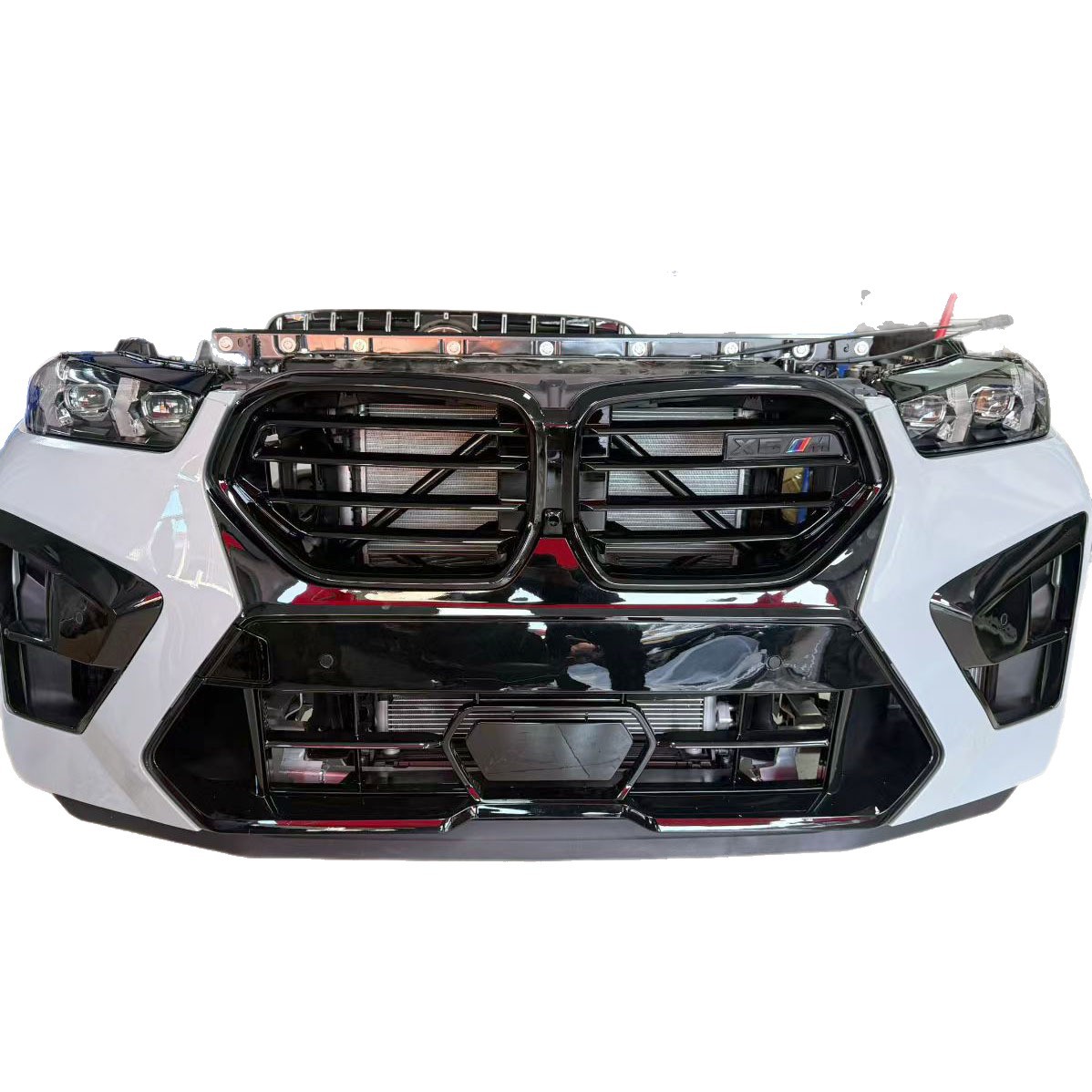 BMW X6M F96 complete front end assembly set (bumper, grille, headlights, radiator support, cooling set) - source image 5