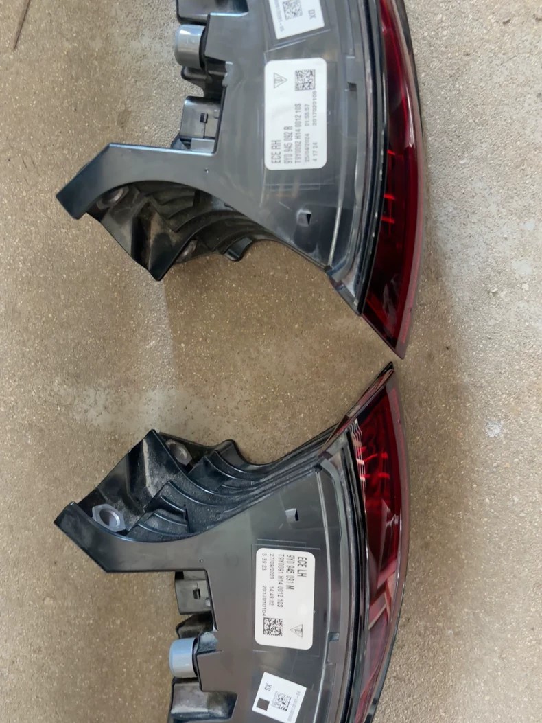 Porsche Cayenne 9YA tail light rear housings with ECE LH and RH part labels